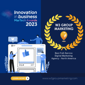 Innovation in Business MarTech Awards Best Full-Service Digital Marketing Agency - North America W3GM SQ