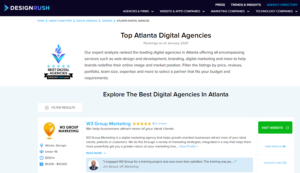 Design Rush Top Atlanta Digital Agencies January 2021 W3 Group Marketing